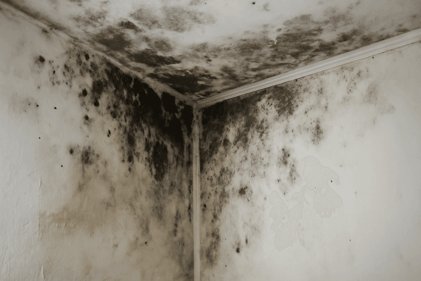 Damp and mould affecting walls and ceilings